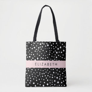Bolsa Tote Pontos Dalmáticos, Pontos, Preto e Branco, Seu Nom