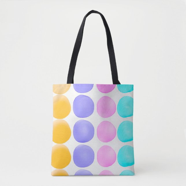 Bolsa Tote Pontos de aquarela pintados manualmente multicolor (Frente)