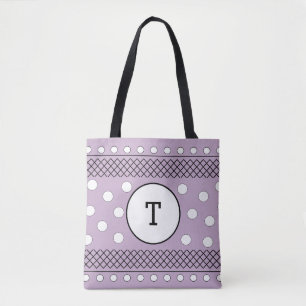 Bolsa Tote Pontos de Bolinhas Monograma Roxo Pastel