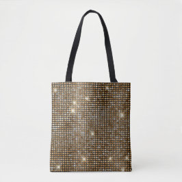 Bolsa Tote Pontos de Brilho Falso Preto e Dourado Glam