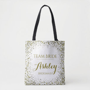 Bolsa Tote Pontos de Confetti Dourados da Bride da Equipe