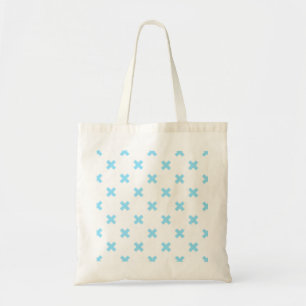 Bolsa Tote Pontos de cruz azul-bebê em branco