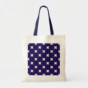 Bolsa Tote Pontos de cruz brancos no azul-marinho