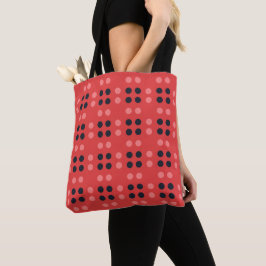 Bolsa Tote Pontos Decorativos em Rosa e Cinza