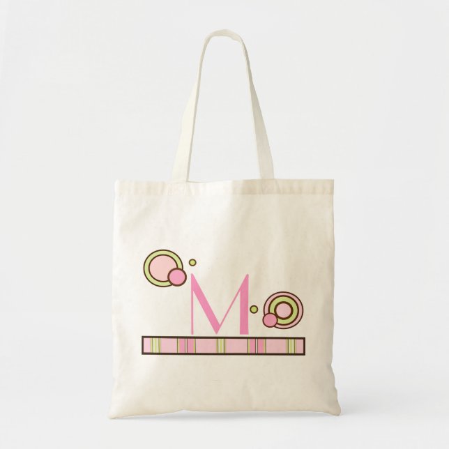 Bolsa Tote Pontos e tiras - Saco Monograma - Pinks (Frente)