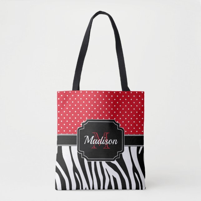 Bolsa Tote Pontos & impressão da zebra (Frente)