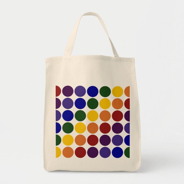 Bolsa Tote Pontos Polca Arco-íris em Cinza (Frente)