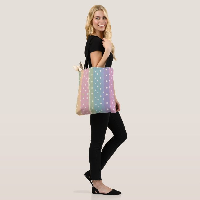 Bolsa Tote Pontos polka em tons pastel listrados (No(a) Modelo)