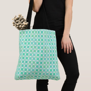 Bolsa Tote pontos texturizados verdes e turquesa