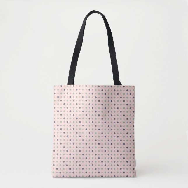 Bolsa Tote Pontos verdes, cor-de-rosa, roxos, azuis (Frente)