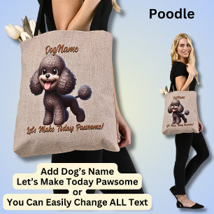 Bolsa Tote Poodle - Adicionar Nome do Cachorro, Alterar Texto