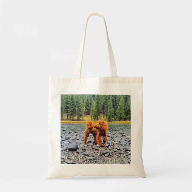 Bolsa Tote Poodle Apricot - Oferta Personalizável (Frente)