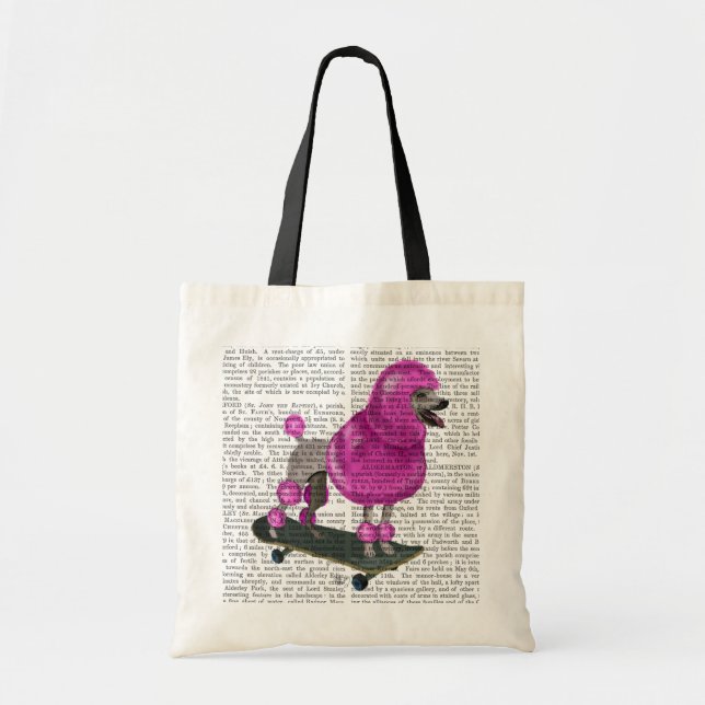 Bolsa Tote Poodle e skate cor-de-rosa (Frente)