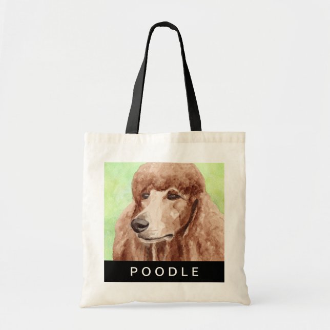 Bolsa Tote Poodle em Aquarela (Frente)