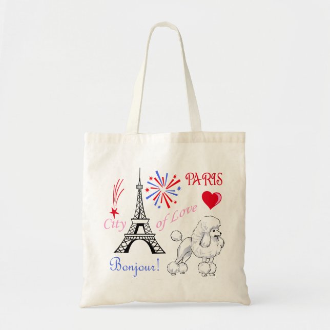 Bolsa Tote Poodle em Paris (Frente)