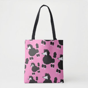 Bolsa Tote Poodle francês: padrão de ilustração de vintage.