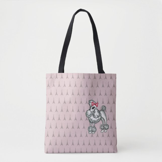 Bolsa Tote Poodle Francês Retrô (Frente)