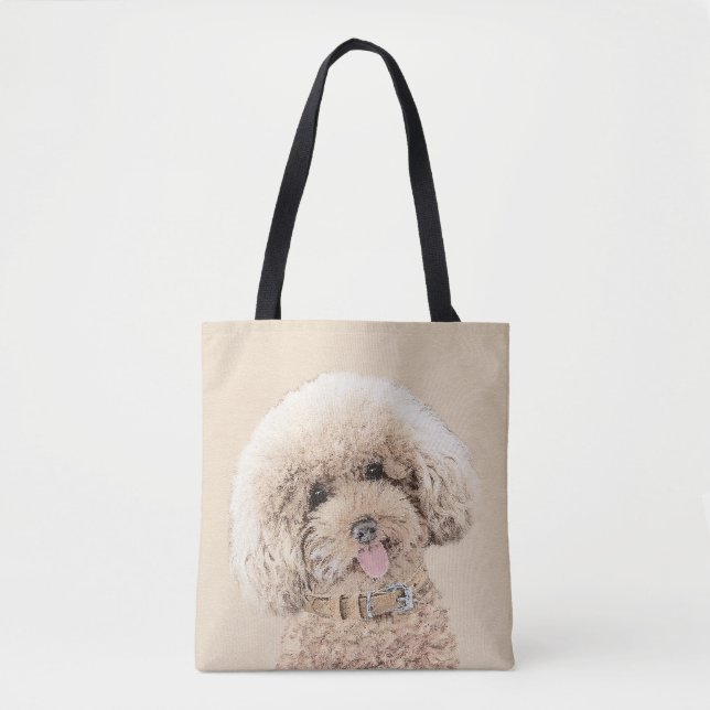 Bolsa Tote Poodle Miniature Toy Apricot Cream Brown Dog Art (Frente)
