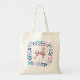 Bolsa Tote Poodle Rosa Pastel Elegante Nome e Foto Personal