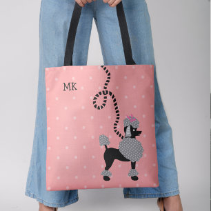 Bolsa Tote Poodle Skirt Dog 50 Rosa Monograma Moderno