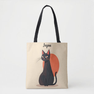 Bolsa Tote Pop Art Black Cat Orange Sun