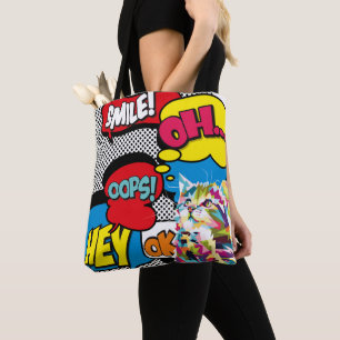 Bolsa Tote Pop art icónico da esperança cómica colorida do