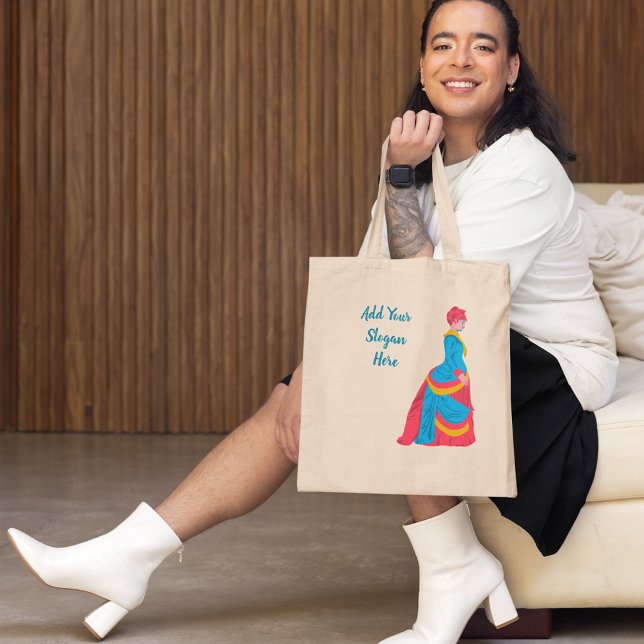 Bolsa Tote Pop Art, mulher histórica em Bustle Dress Personal (Criador carregado)
