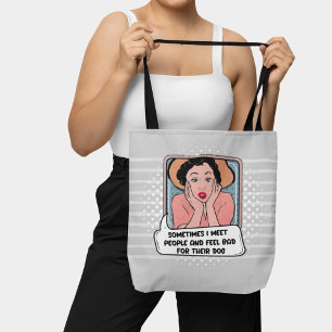 Bolsa Tote Pop-Arte Retro-Funny Frase Rosa Azul