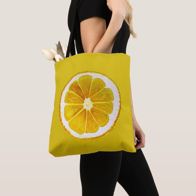 Bolsa Tote Pop citrino amarelo limão fruta original (Close Up)