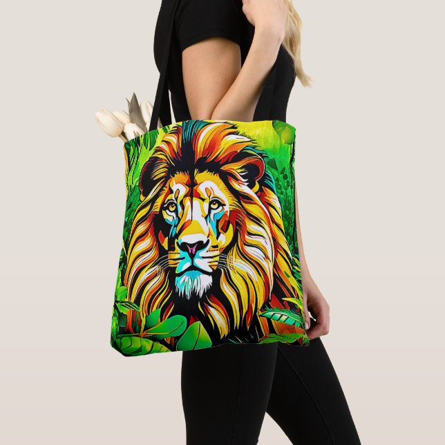 Bolsa Tote Pop de Arte do Leão Selva (Close Up)
