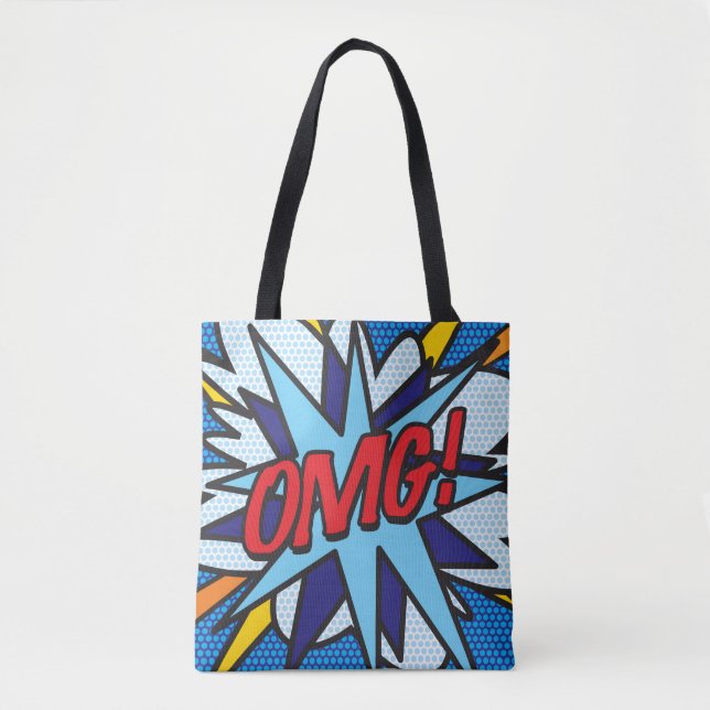 Bolsa Tote Pop de Arte do Livro de Quadrinhos, OMG! (Frente)