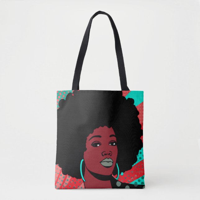 Bolsa Tote Pop de Arte Preta (Frente)