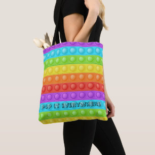Bolsa Tote Pop em todo lugar com texto colorido