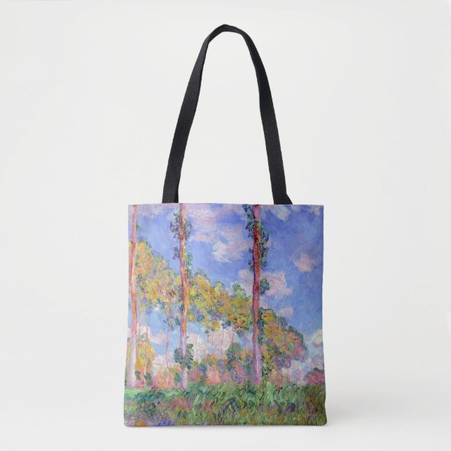 Bolsa Tote Poplars no Sol, Monet (Frente)