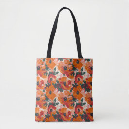 Bolsa Tote Poppies de Aquarela Abstrata Vermelha