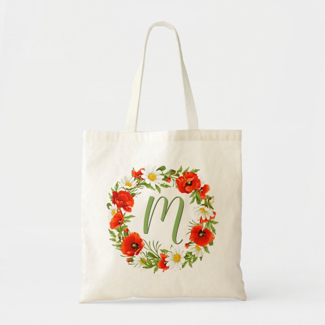 Bolsa Tote Poppies Personalizados Daisie Monograma Flower Wre (Frente)