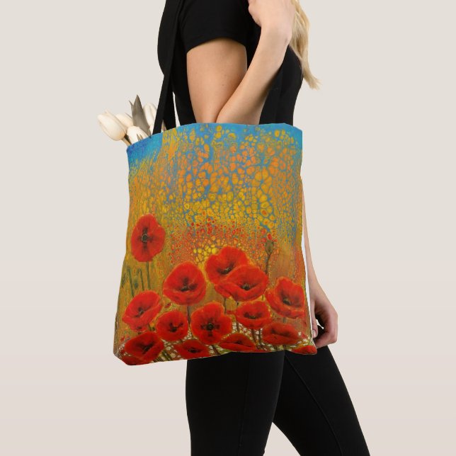 Bolsa Tote Poppies vermelhos (Close Up)