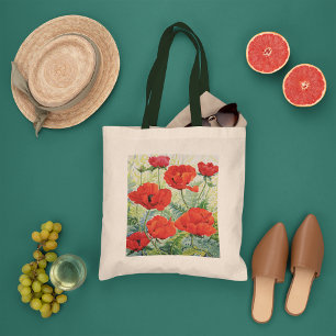 Bolsa Tote Poppies Vermelhos Grandes