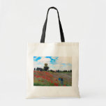 Bolsa Tote Poppy Field, Monet<br><div class="desc">Oscar-Claude Monet (14 de novembro de 1840 - 5 de dezembro de 1926) era pintor francês, fundador da pintura impressionista francesa e o praticante mais consistente e prolífico da filosofia do movimento de expressar as suas percepções antes da natureza, especialmente quando aplicada à pintura da paisagem aérea. O termo "Impressionismo"...</div>