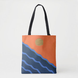 Bolsa Tote Pôr do Sol Abstrato Sobre Ondas do Oceano