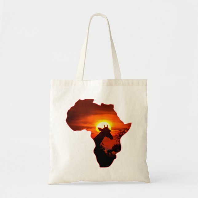 Bolsa Tote Por do sol africano com silhueta do girafa (Frente)