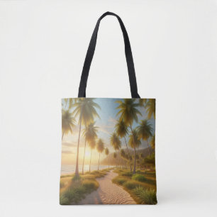 Bolsa Tote pôr do sol Caribe/tropical/praia havaiana