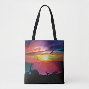 Bolsa Tote Por do sol do dinossauro