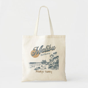 Bolsa Tote Pôr do sol na costa da Califórnia em Malibu retrô