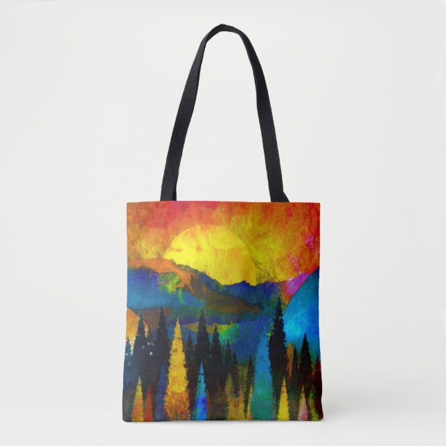 Bolsa Tote Pôr do sol na montanha (Frente)
