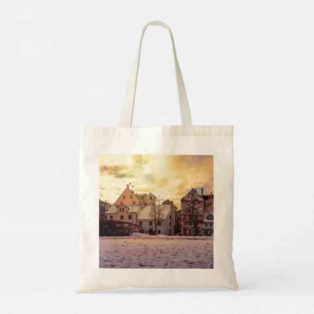 Bolsa Tote Pôr do sol na rua em Riga (Verso)