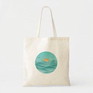 Bolsa Tote pôr do sol no saco clássico de tote do mar