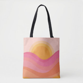 Bolsa Tote Pôr do Sol Retrô Abstrato