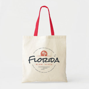 Bolsa Tote Pôr do sol retrô da praia de Miami na Flórida Palm