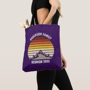 Bolsa Tote Pôr do sol roxo retrô personalizado da montanha